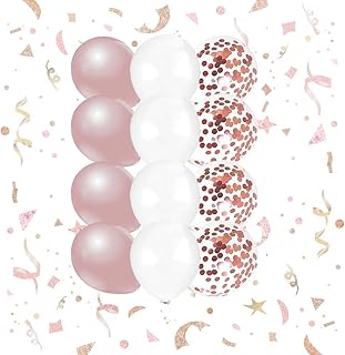 Patladı Gitti 12 inc Rose Gold Beyaz Konfetili 10 Adet